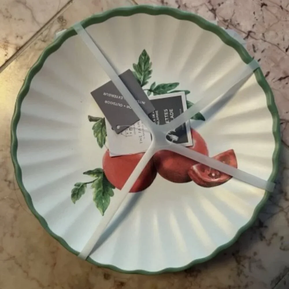 NEW Set of 4 Farmhouse by Rachel Ashwell Melamine Scalloped Salad Plates